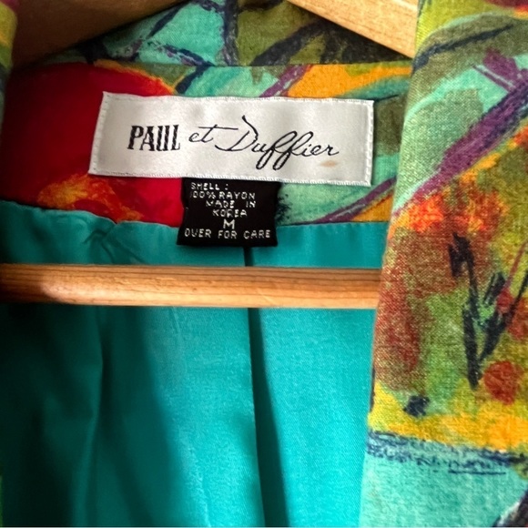 Vtg PAUL Et DUFFIER Womens M Blazer Jacket Artsy Abstract Colorful Boyfriend Cut - Picture 4 of 15